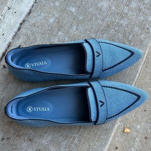 Vivaia Amelia 2.0 Pointed Toe Loafers Denim Blue Size 40